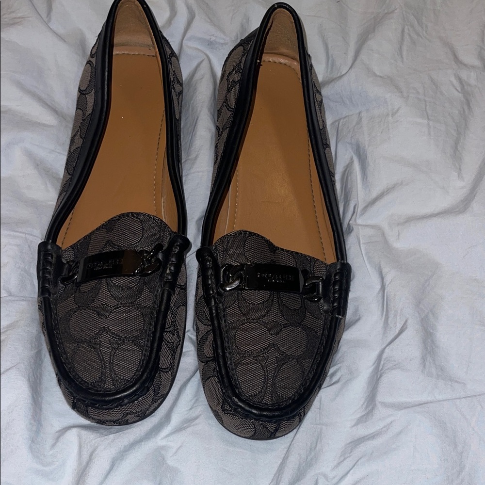 Coach Black and Gray Patterned Loafers